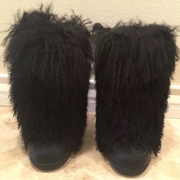 RALPH LAUREN COLLECTION “Combloux” Black Yack Fur Snow Boot 7.5M RARE ITALY NICE - Picture 1 of 13